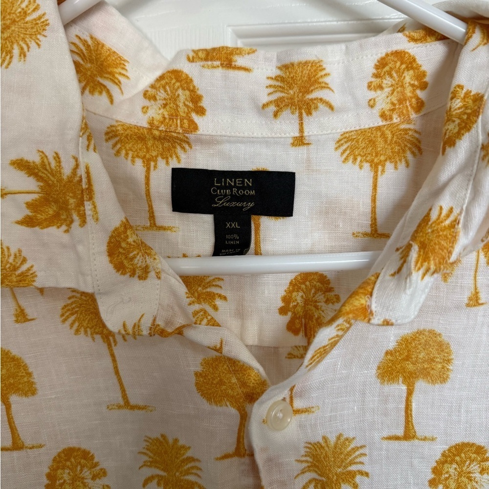Club Room White and Yellow Palm Print Shirt - Picture 4 of 5